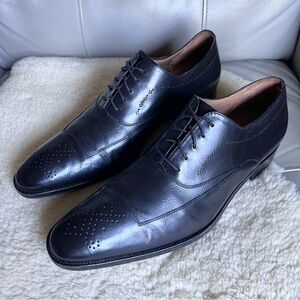 Mezlan Leather Shoes Sz 11.5 M Black Oxford Made in Spain Business Classic Chic